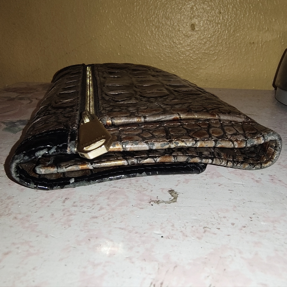 Brahmin Bronze Croc Embossed Trifold Wallet - Picture 10 of 11